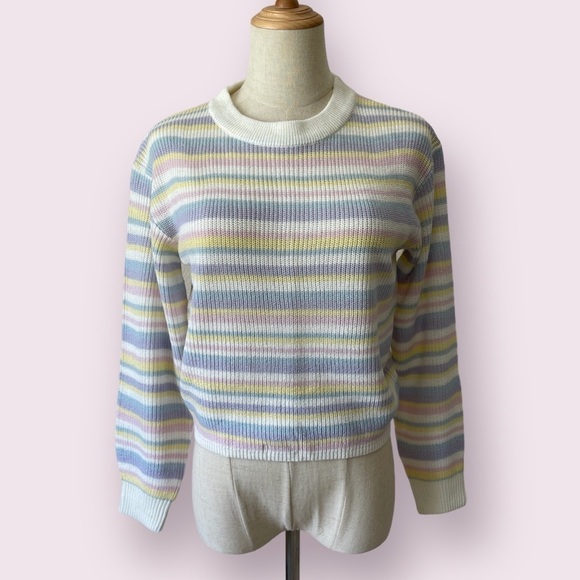 BIN#23 - H&M Striped Knitted Sweater Pastel Colors US12/14 - Picture 1 of 6